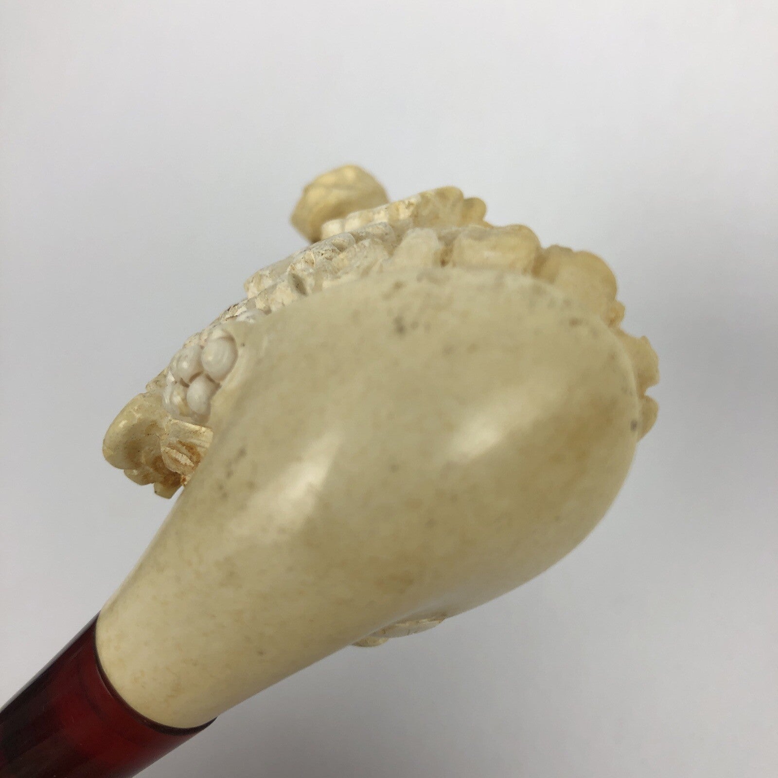 Vintage Meerschaum Hand Carved Sultan Head Turkish Smoking Pipe in Box Light Use