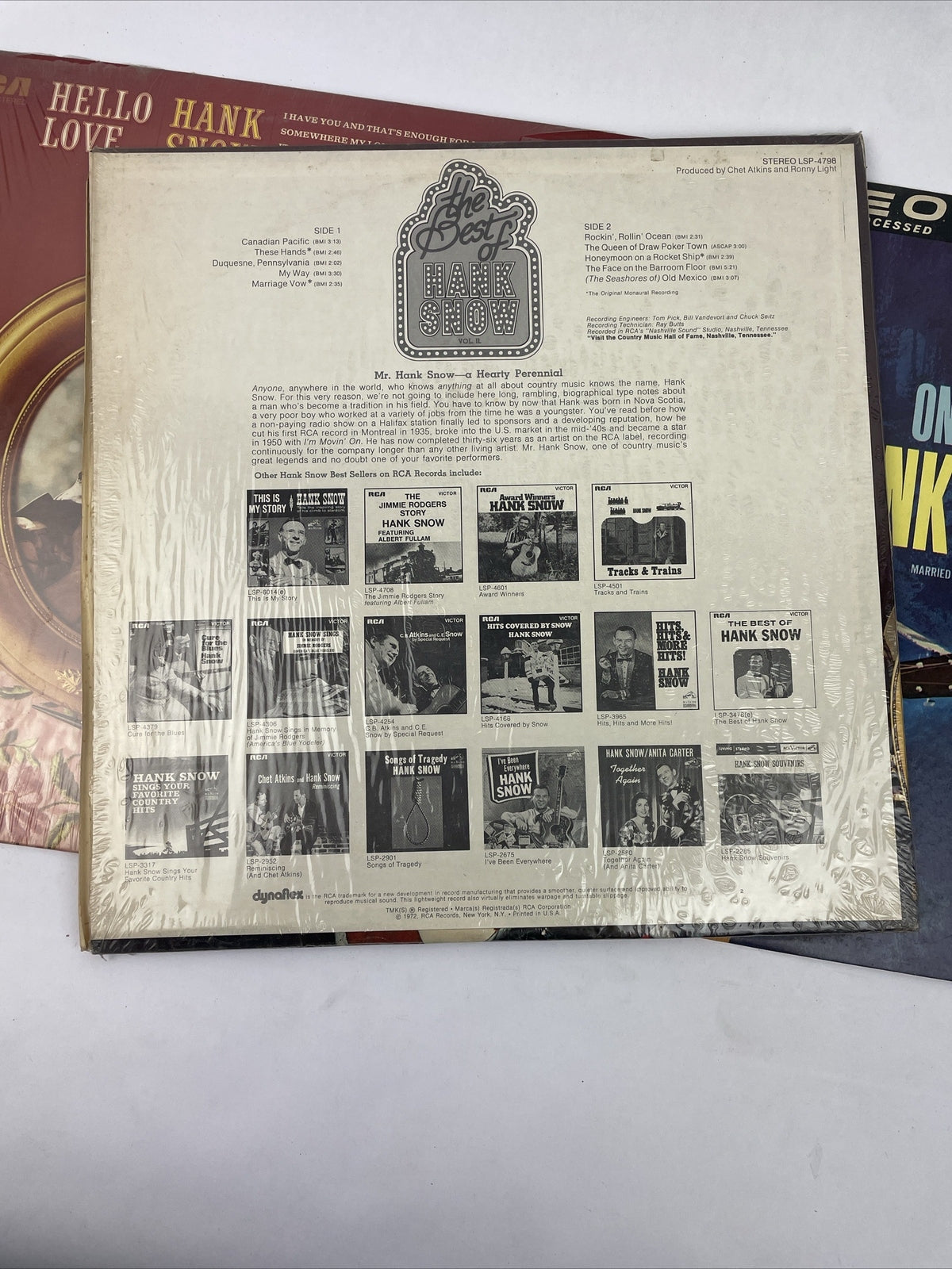 3 x HANK SNOW - THE ONE AND ONLY - HELLO LOVE - The Best Of H.S. LP Vinyl Record
