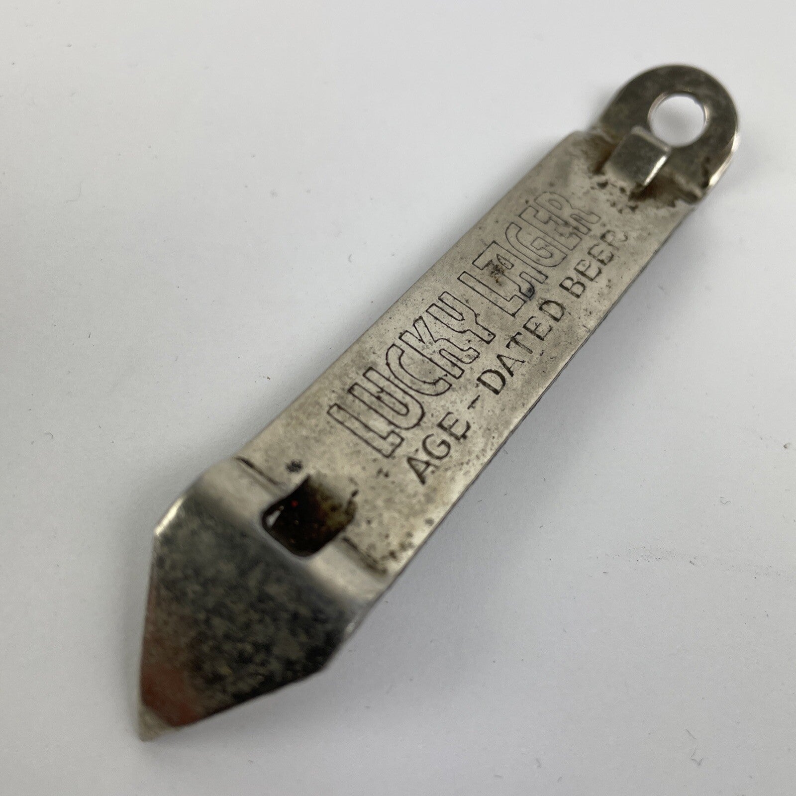 Vintage Lucky Lager Can Beer Bottle Opener "IT'S LUCKY When You Live in America"