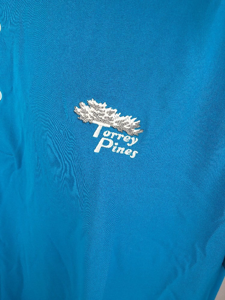 Adidas 0355 Golf Men's Puremotion polo shirt teal size large Torrey Pines