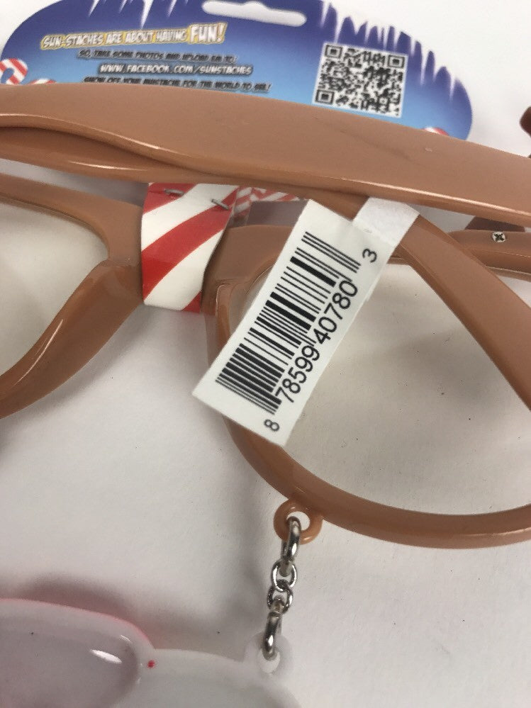 Sunstaches Holiday Reindeer Clear Lens Glasses Christmas Costume Gift !!