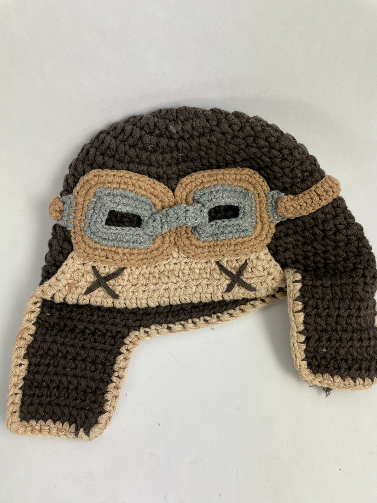 Wool Hat hand knitted baby aviator trapper style - Toddler 12-18 months
