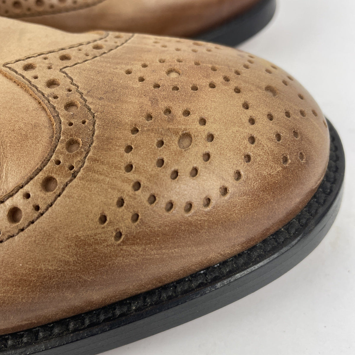 Tods Wingtip Dress Shoes Light Brown Size 10.5 Leather Soles Made in Italy VGC