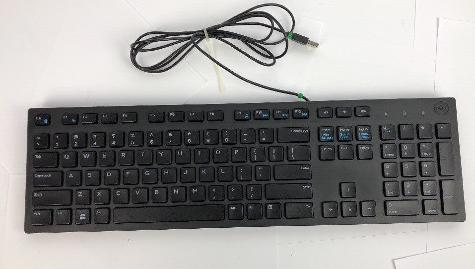 Genuine Dell KB216t KB216P USB Wired Replacement PC Computer Black Slim Keyboard