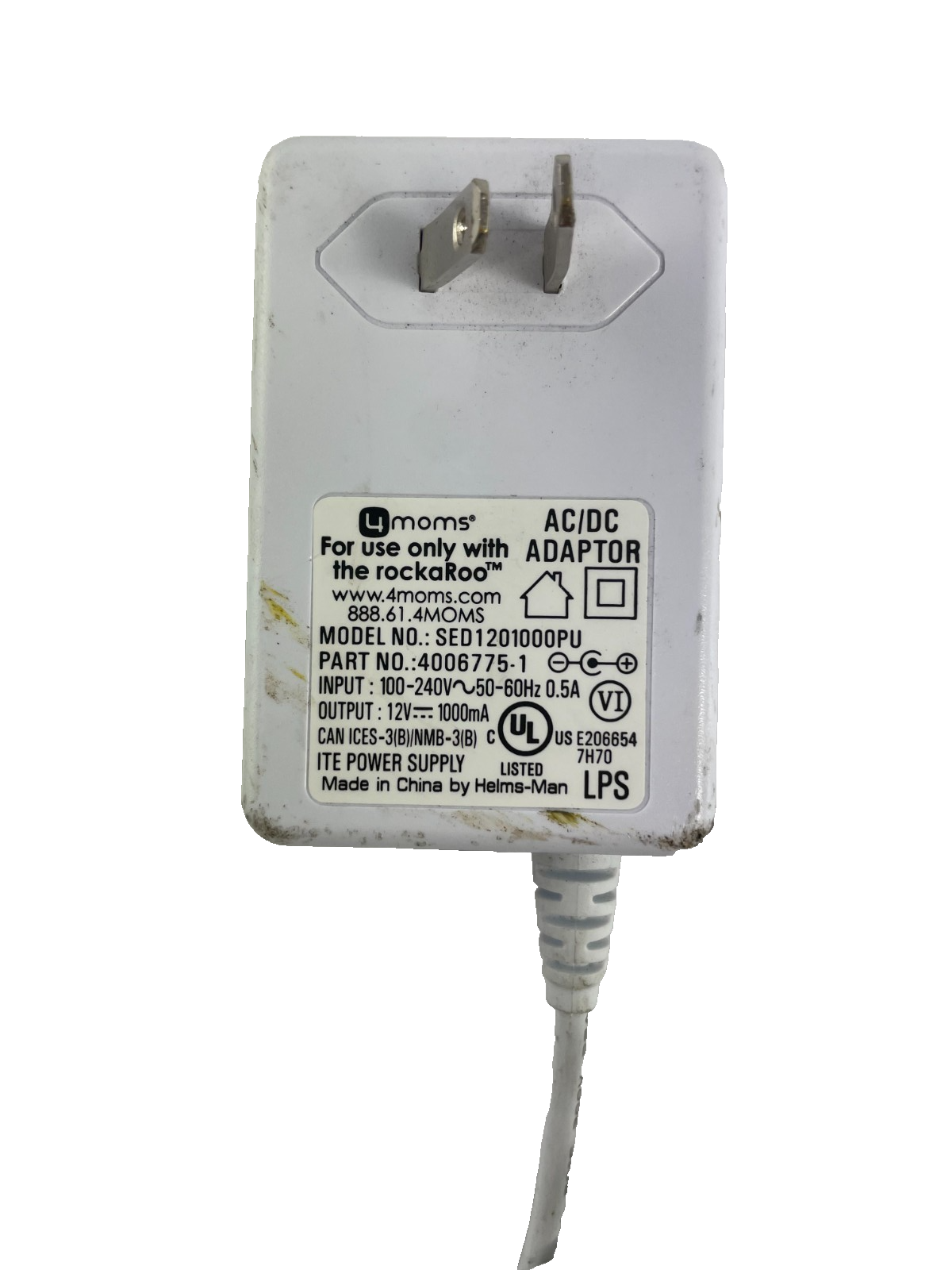 Geniune 4 Moms Model SED1201000PU Output 12V 1A Power Supply AC/DC Adapter #A78