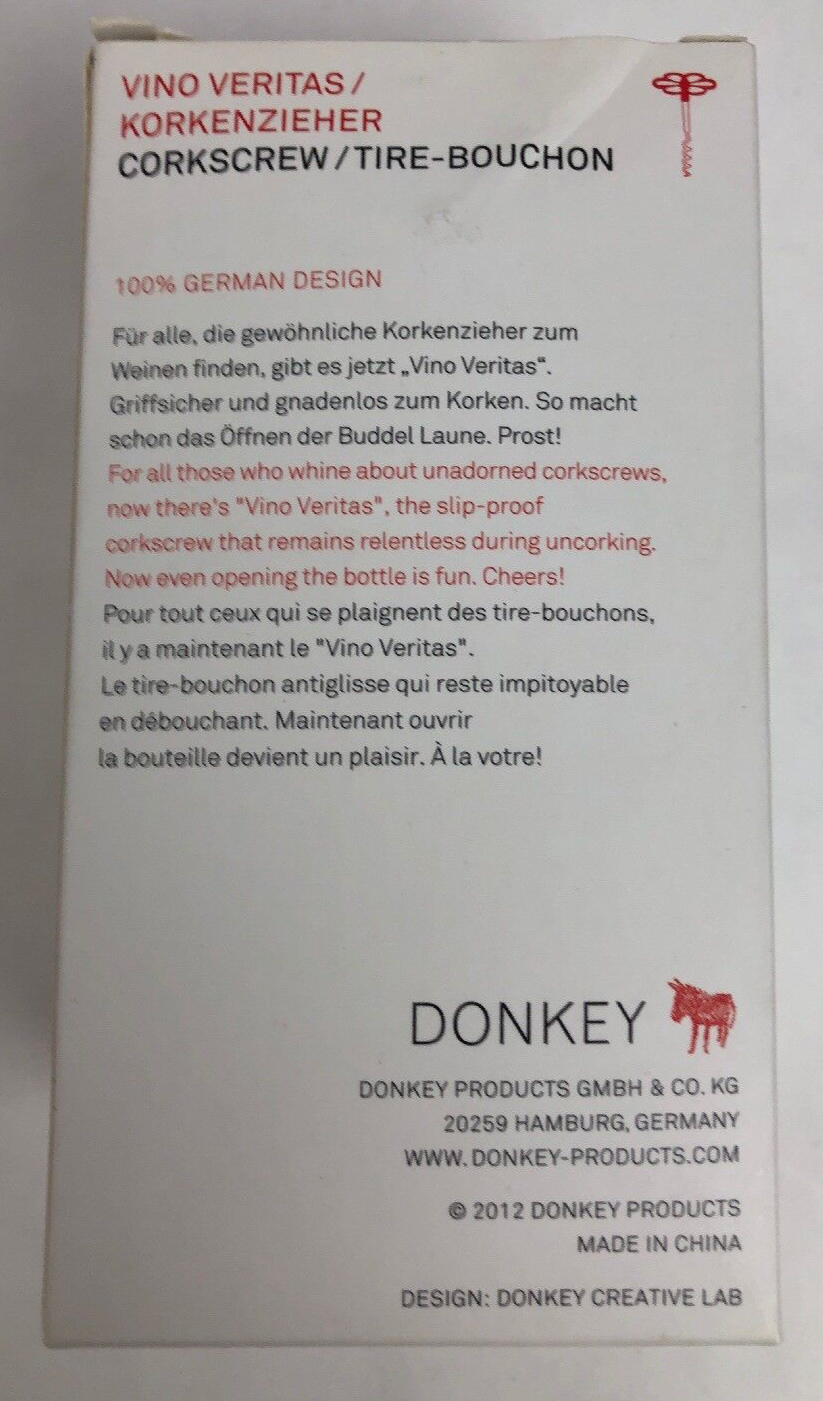 Donkey Products Flower Red Corkscrew Crate And Barrel Vino Veritas - LOOK