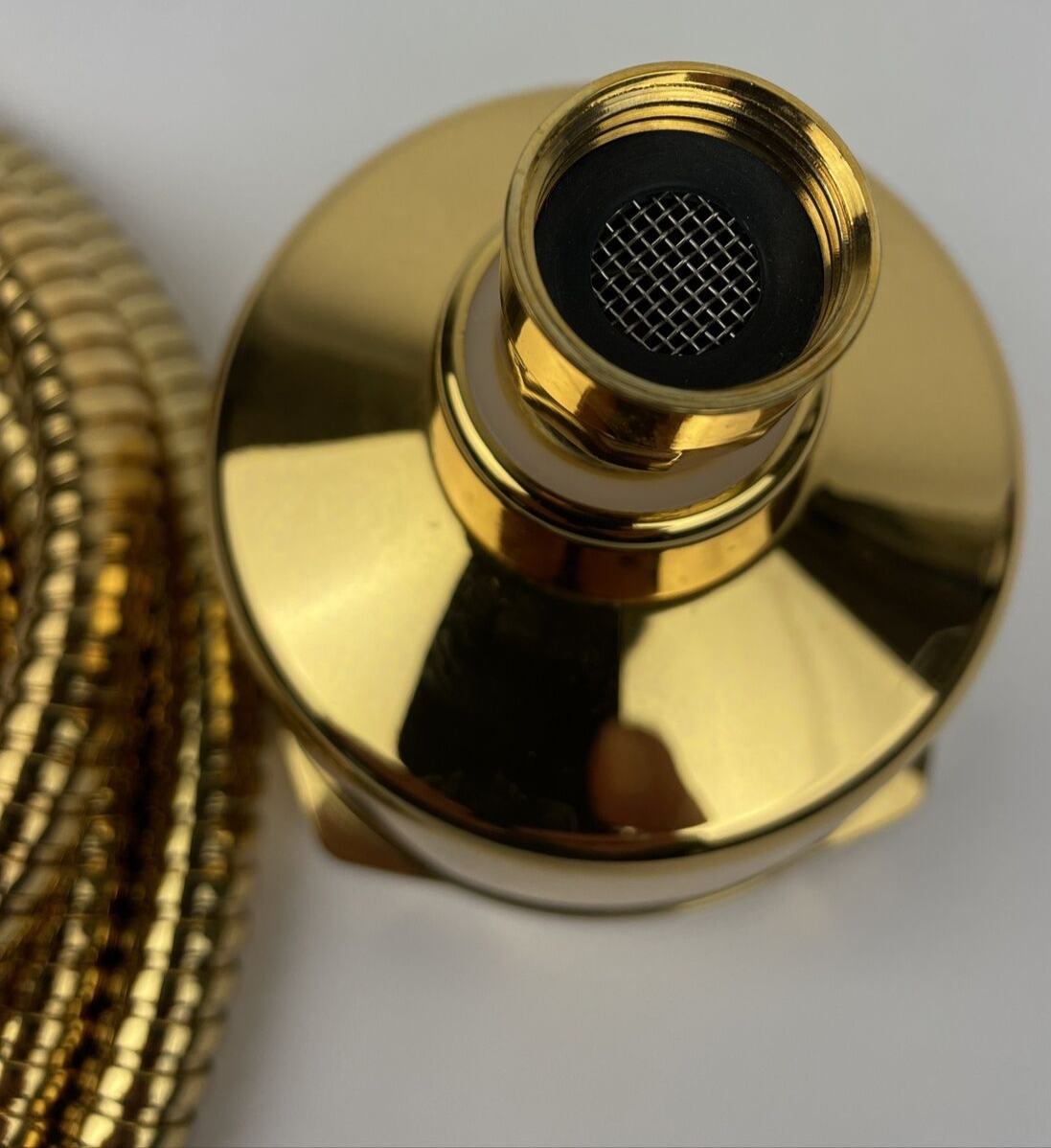 Aquabrass 25991 gold 3 function hand shower with brass hose