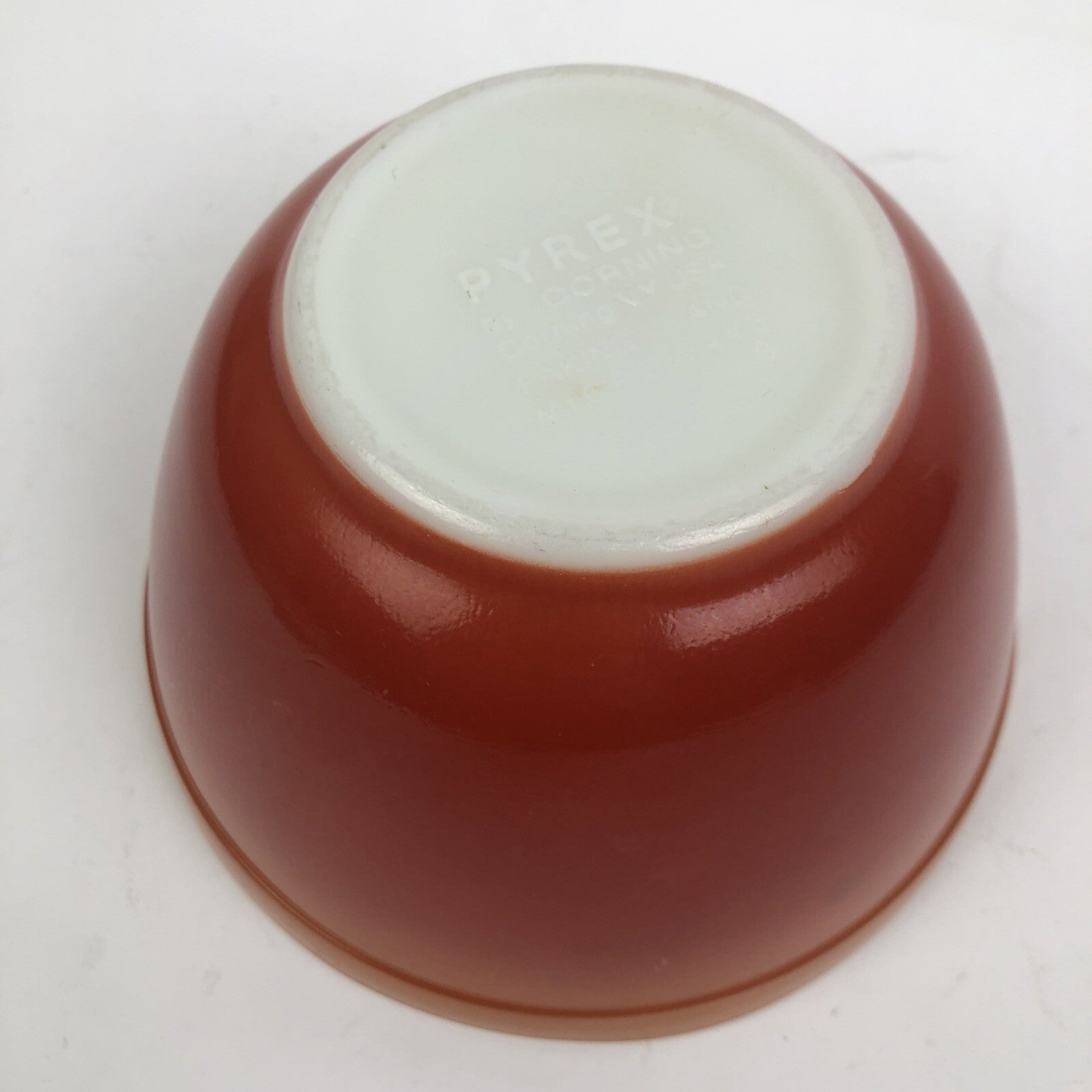 Vintage Pyrex Flame Glo Burnt Orange Ombre # 401 Mixing Bowl USA 1 1/2 pt - VGC
