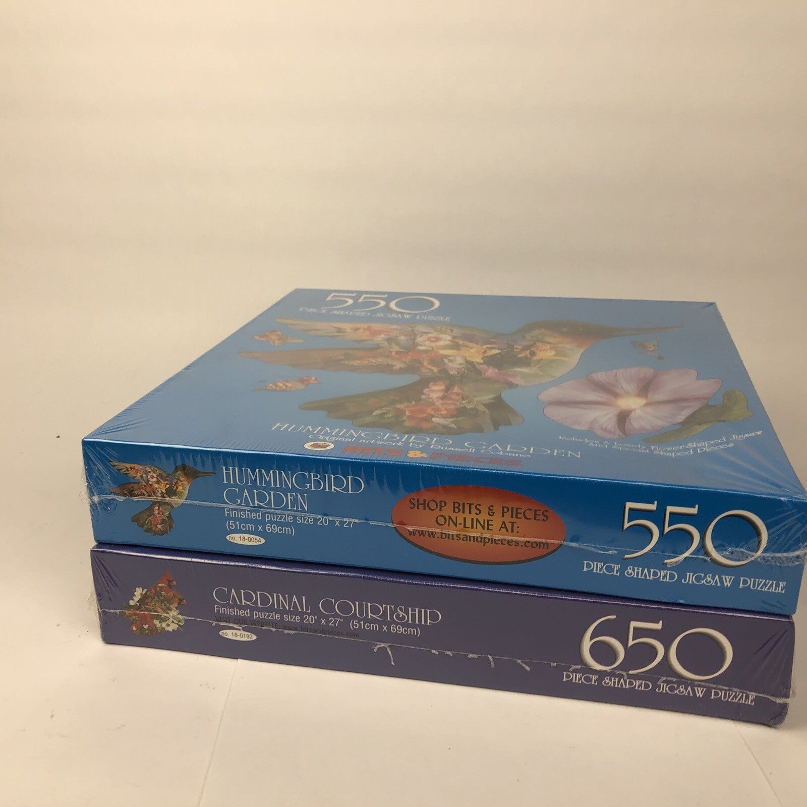 2 x NEW Russell Cobane CARDINAL COURTSHIP Hummingbird Jigsaw Puzzle 650 Pc 20x27