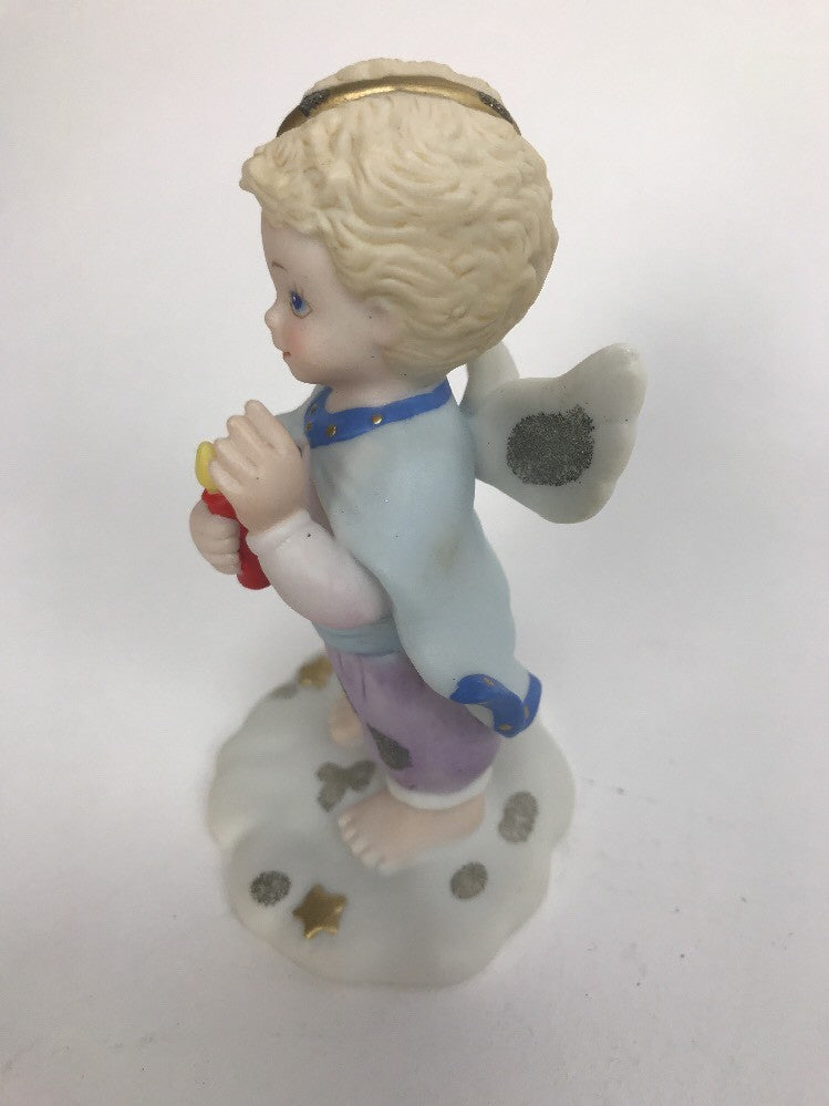 Tender Hearts Candle Angel Cherub Porcelain Figurine "Guiding Light" Bronson