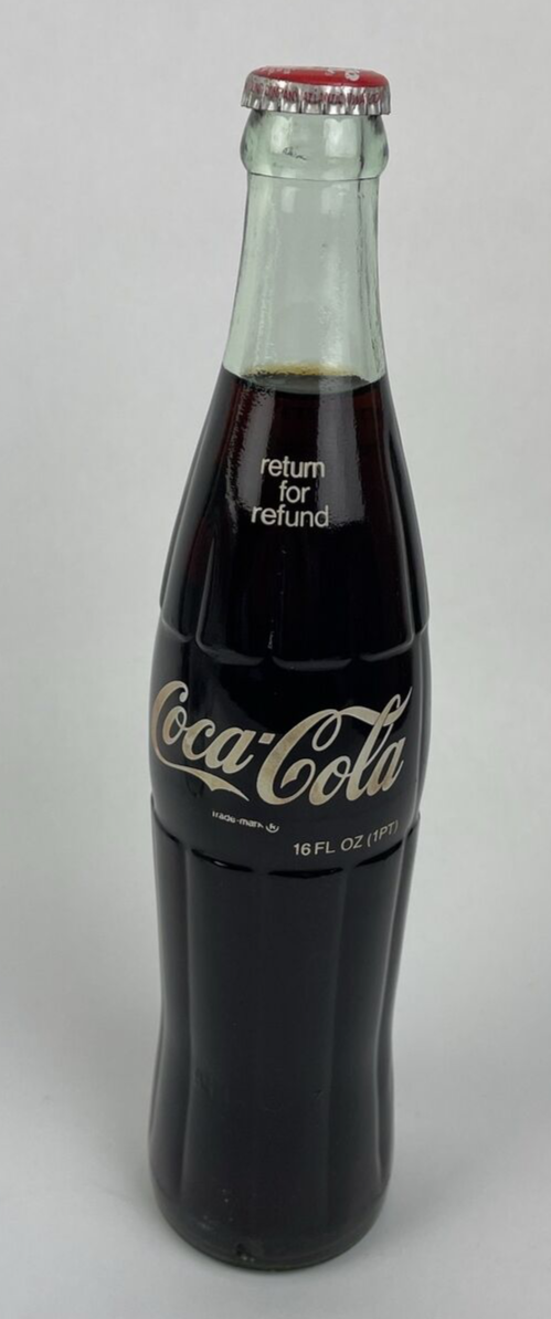 1 Vintage Full Coca Cola Classic 16 Oz Bottle - Washington PA. Cameron Bottling
