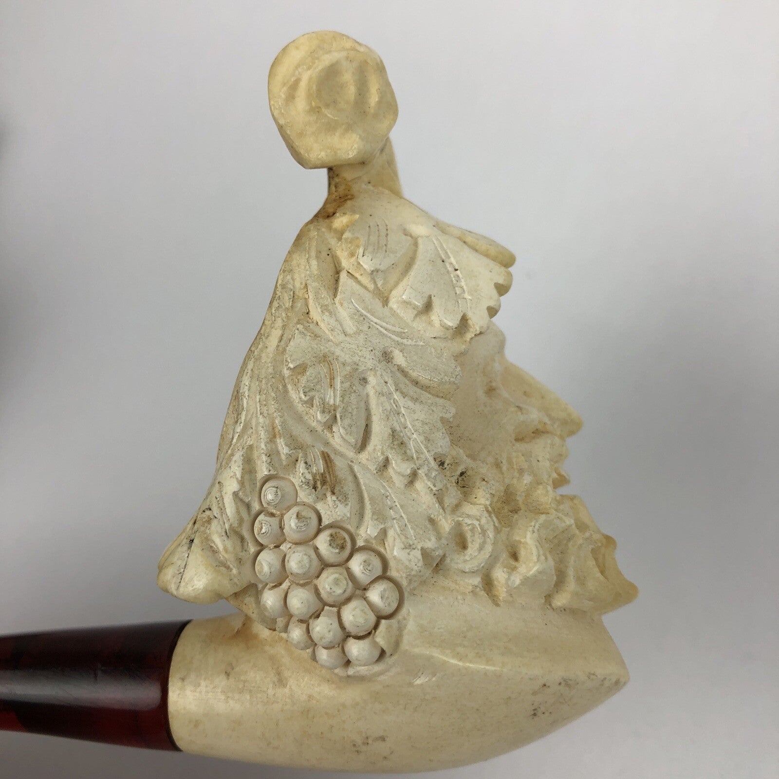 Vintage Meerschaum Hand Carved Sultan Head Turkish Smoking Pipe in Box Light Use