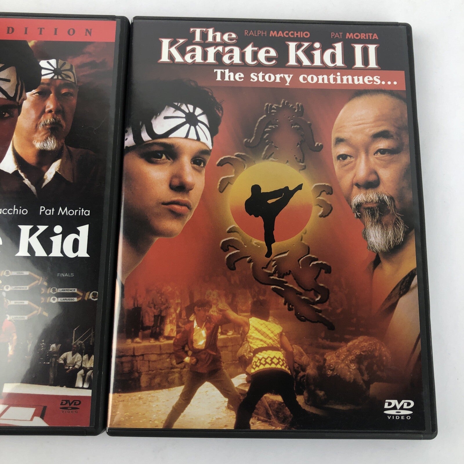 The Karate Kid , The Karate Kid II DVD LOT RALPH MACCHIO PAT MORITA - Mint Discs