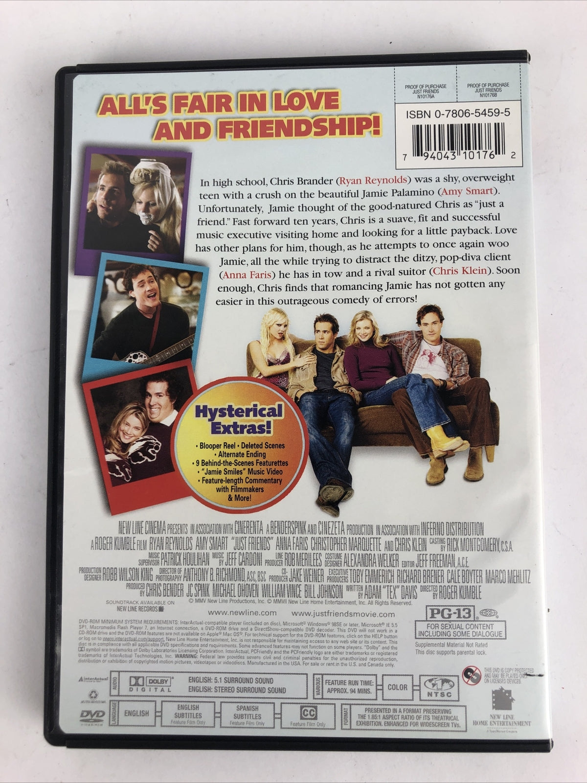 Just Friends (DVD, 2005) Ryan Reynolds Anna Faris Amy Smart Chris Klein FreeShip