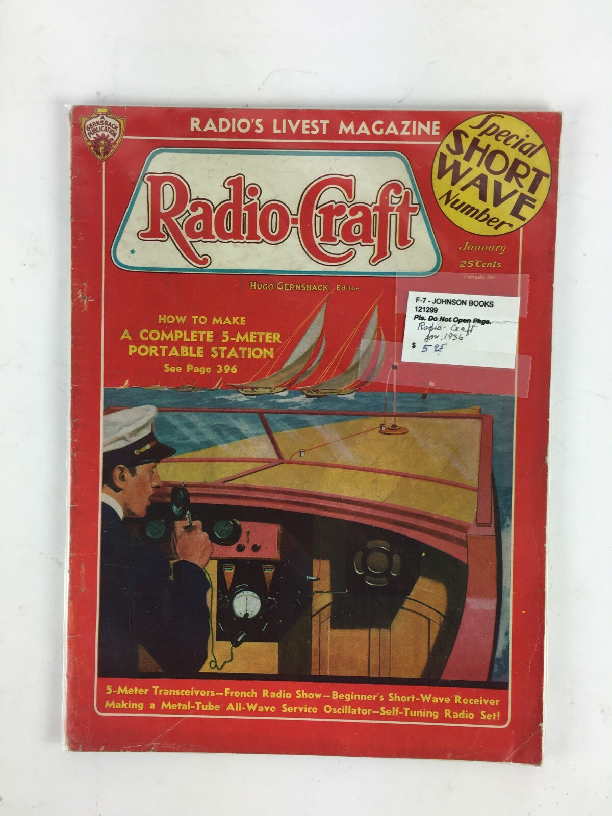 January 1936 Radio Craft Hugo Gernsback Magazine 5 Meter Portable Station