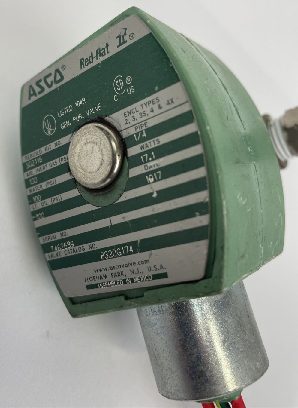 ASCO Red-Hat II Solenoid Valve 8320G174 OEM 100 PSI - Oil Water Air 17.1 Watts