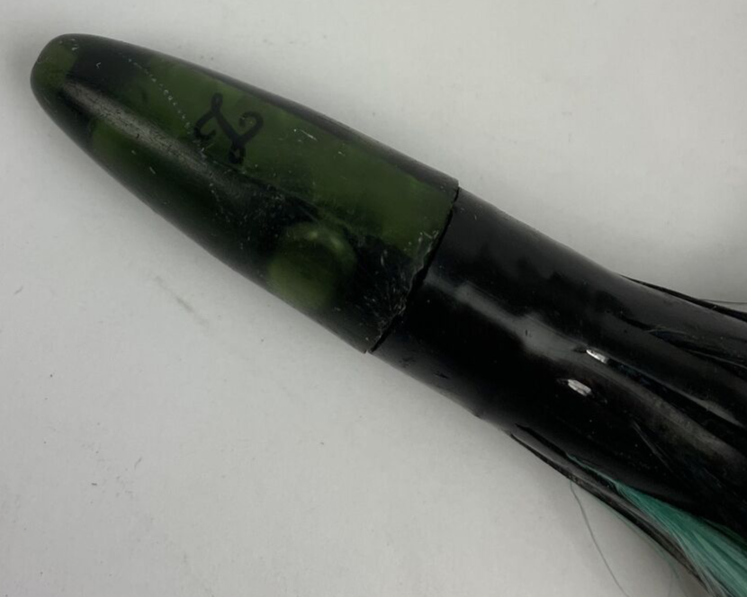 ZUKERS FEATHER TROLLING LURE BLACK / Green TUNA MAHI WAHOO ROOSTERS BASS BLK