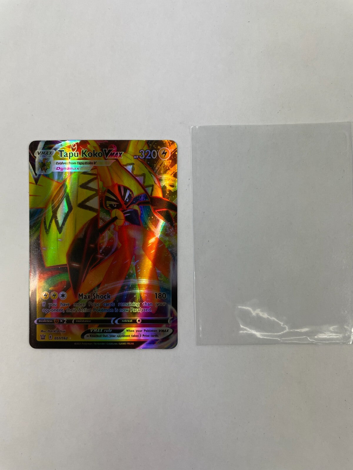 Pokemon Tapu Koko Vmax HP 320 Max Shock 180 051/163
