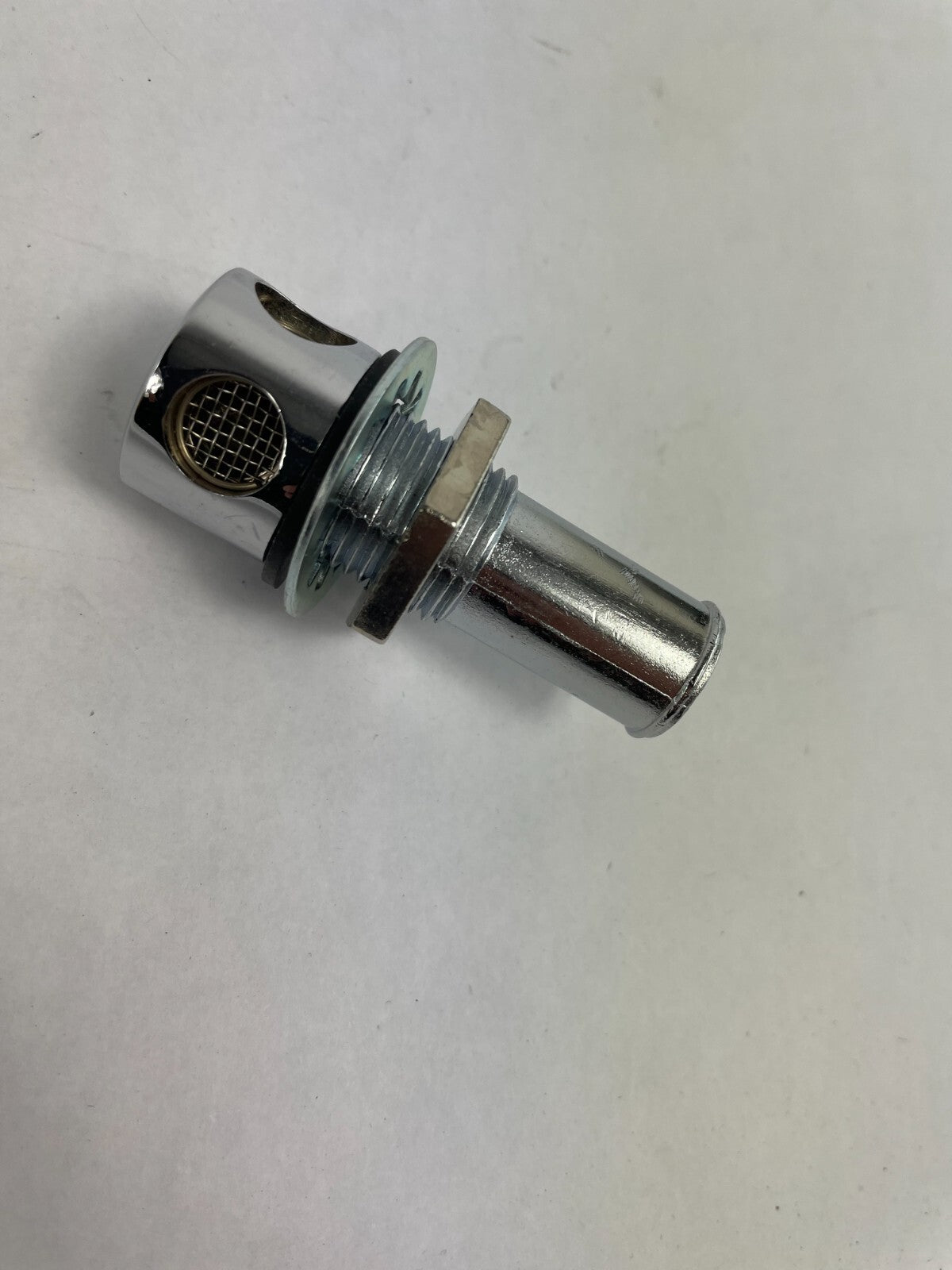 Tempo 207THV round head 5/8-inch chrome-plated marine thru-hull fuel tank vent with flame arrestor screen.