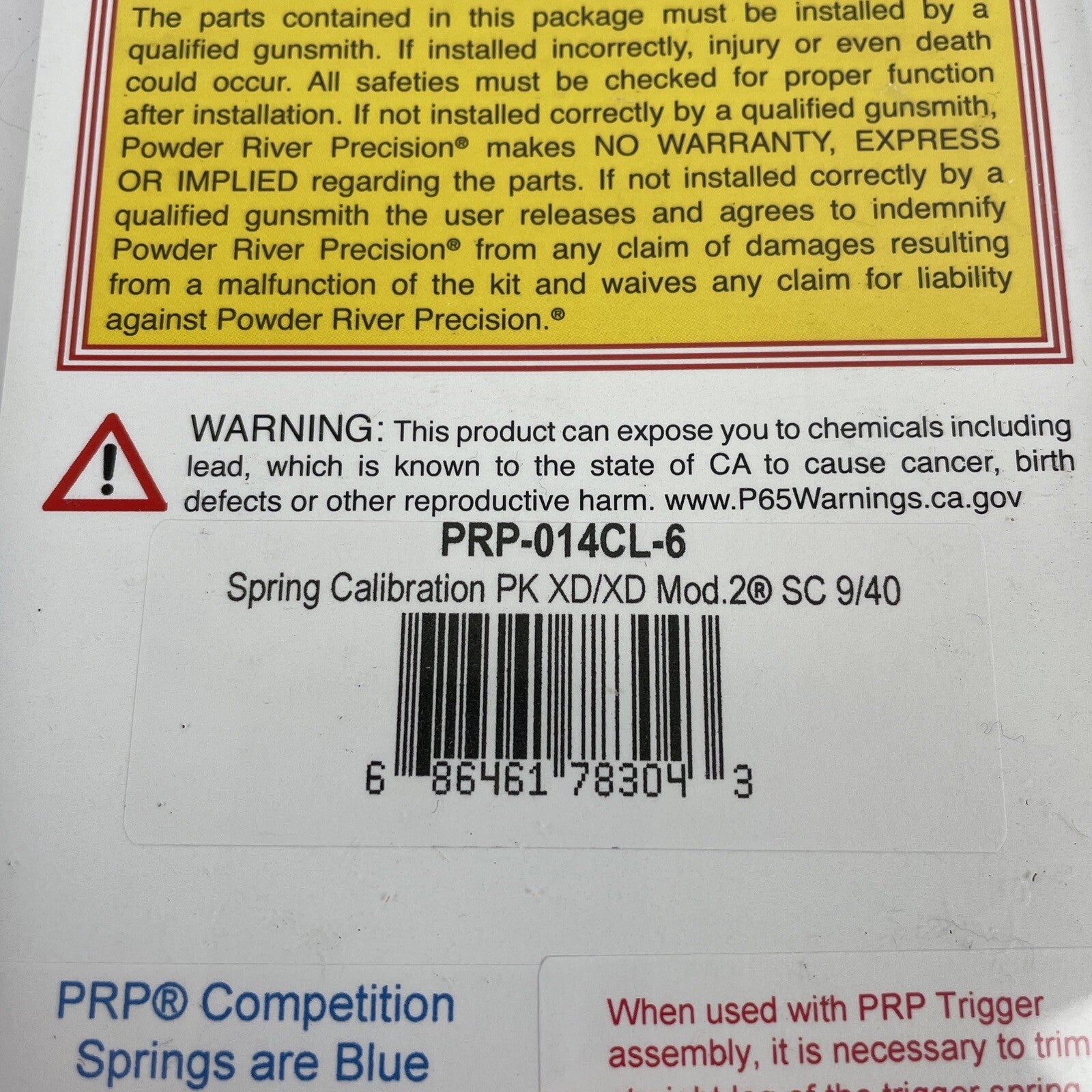 Powder River Precision Spring Calibration PK XD/XD Mod .2 SC 9/40 PRP=014 CL-6