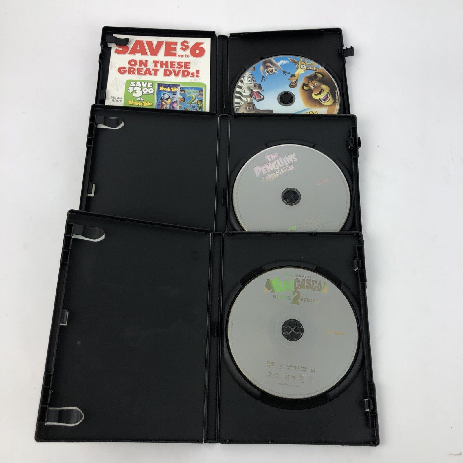 3 MADAGASCAR DVD Lot: 1; ESCAPE 2 AFRICA; The Penguins of Madagascar -Mint Discs
