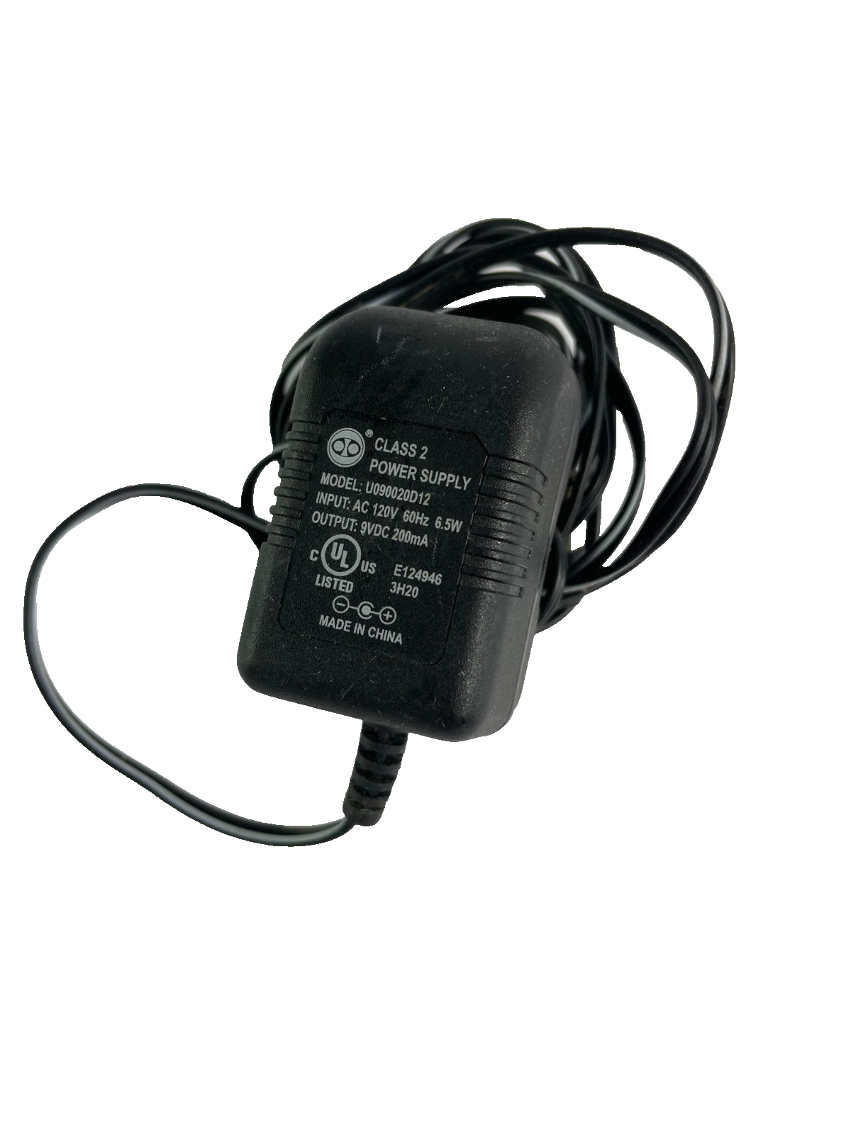 Geniune Class 2 Model U090020D12 Output 9V 0.20 A AC Power Supply Adapter #A85