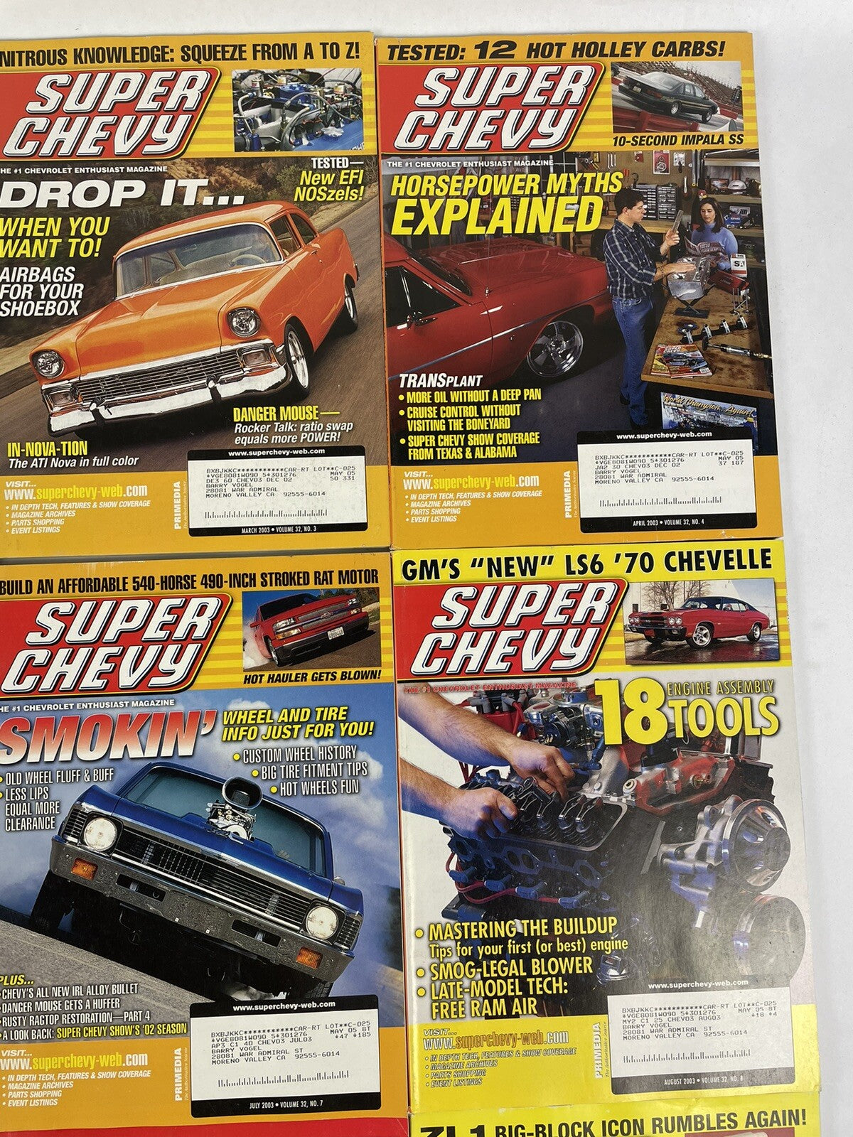 Lot of 12: SUPER CHEVY MAGAZINES Complete Full Set 12 issues Jan to Dec 2003