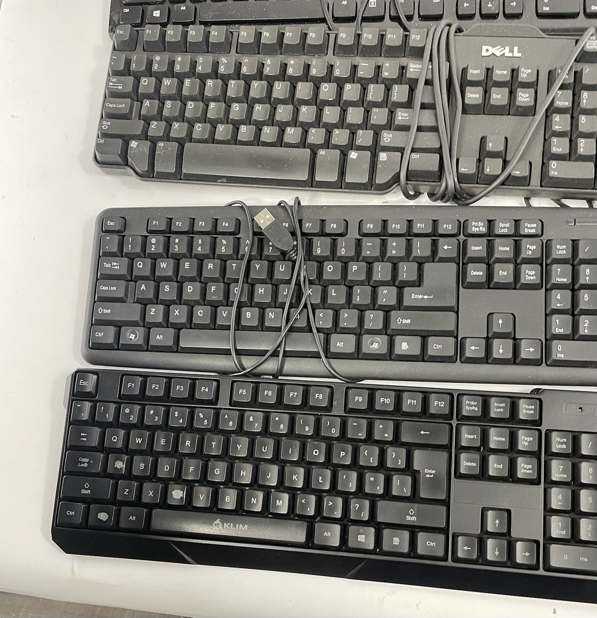 Lot OF 10 - USB Wired Standard Layout Keyboard 104-Key Mixed Random Brand Models