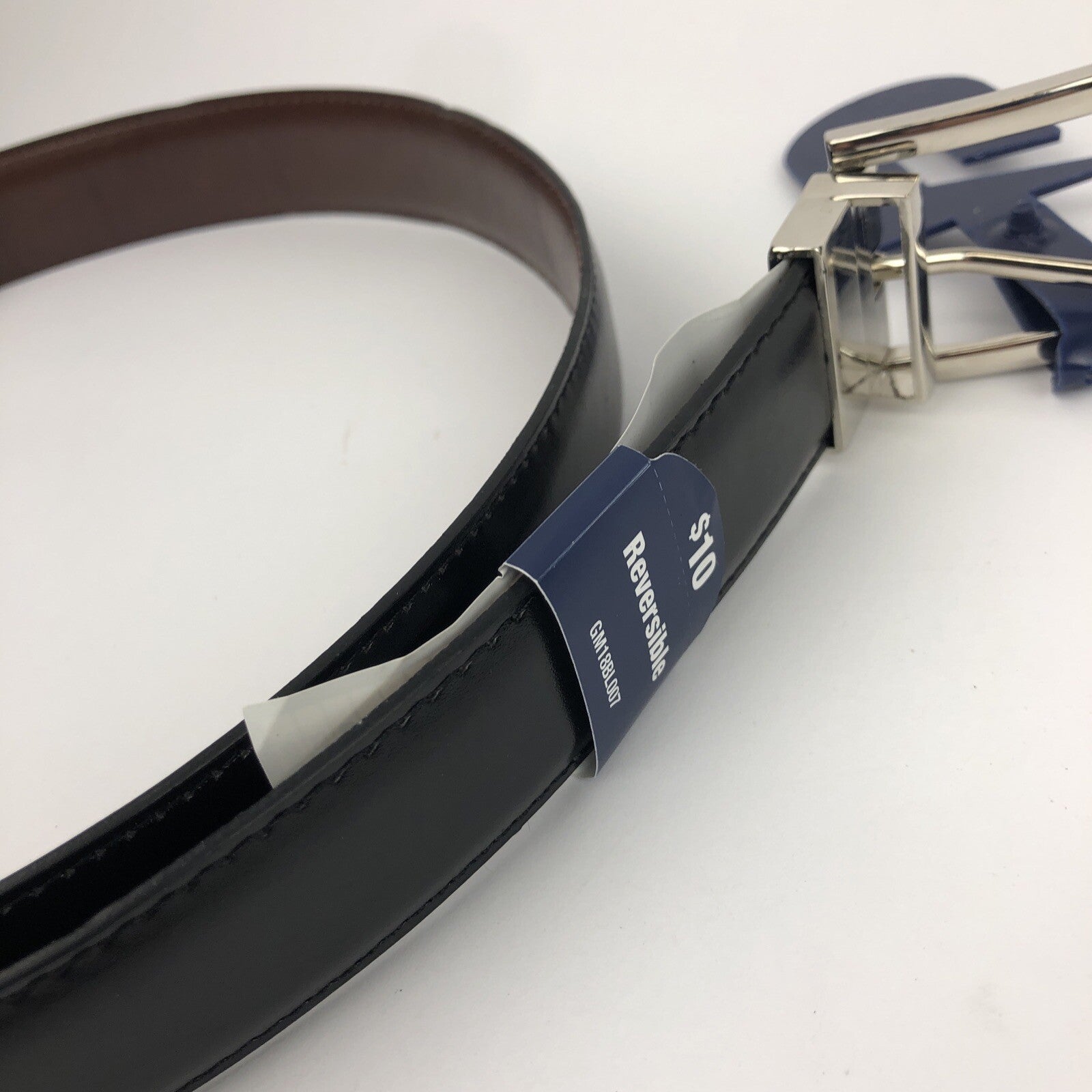 George Reversible Black / Brown Genuine Leather Belt Size 42 - Brand New LOOK