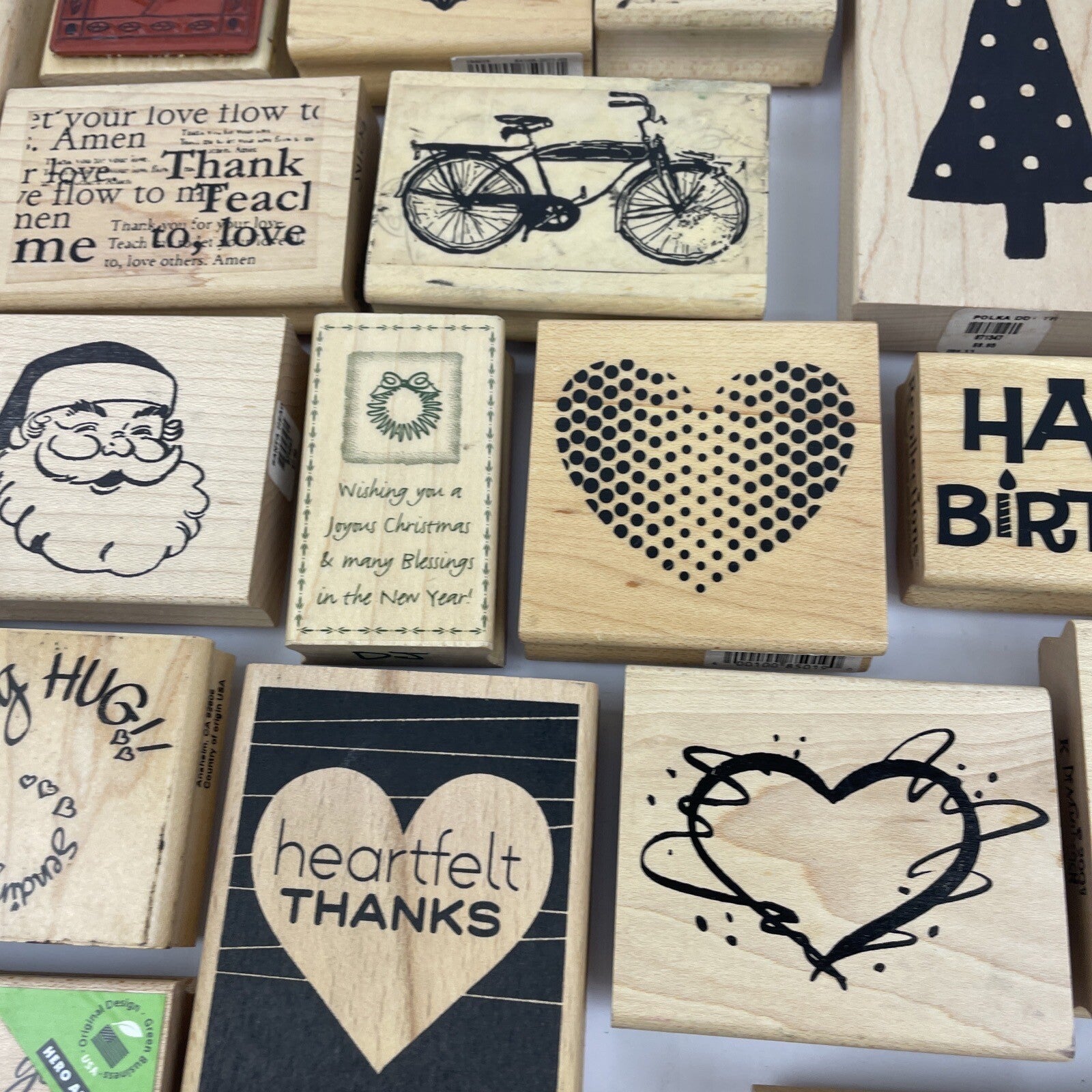 Rubber Stamp Lot of 34 SANTA Flowers Christmas Words Scrapbook Paper New Used