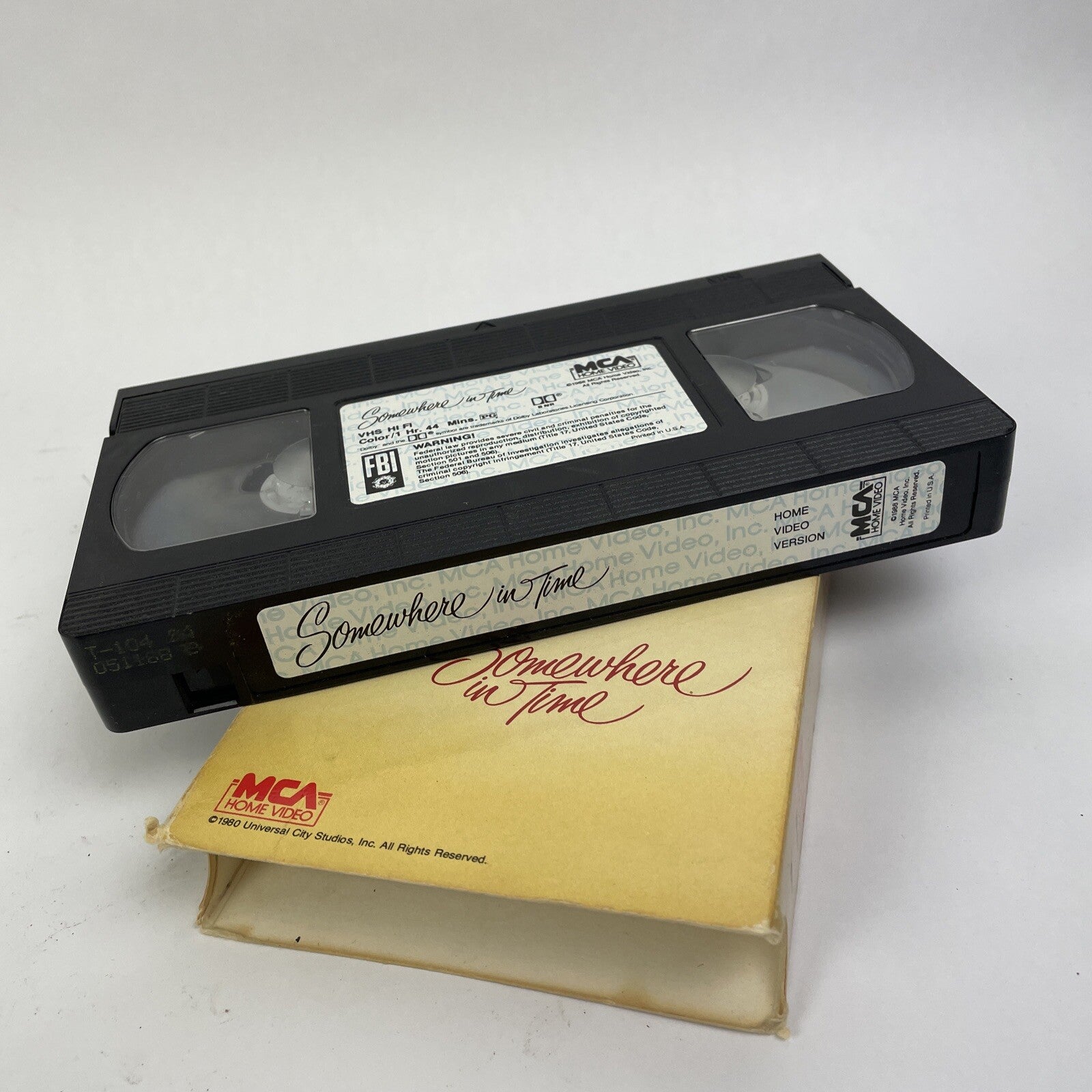 VHS Somewhere In Time Christopher Reeve PG 104 Minutes 1980 MCA Home Video