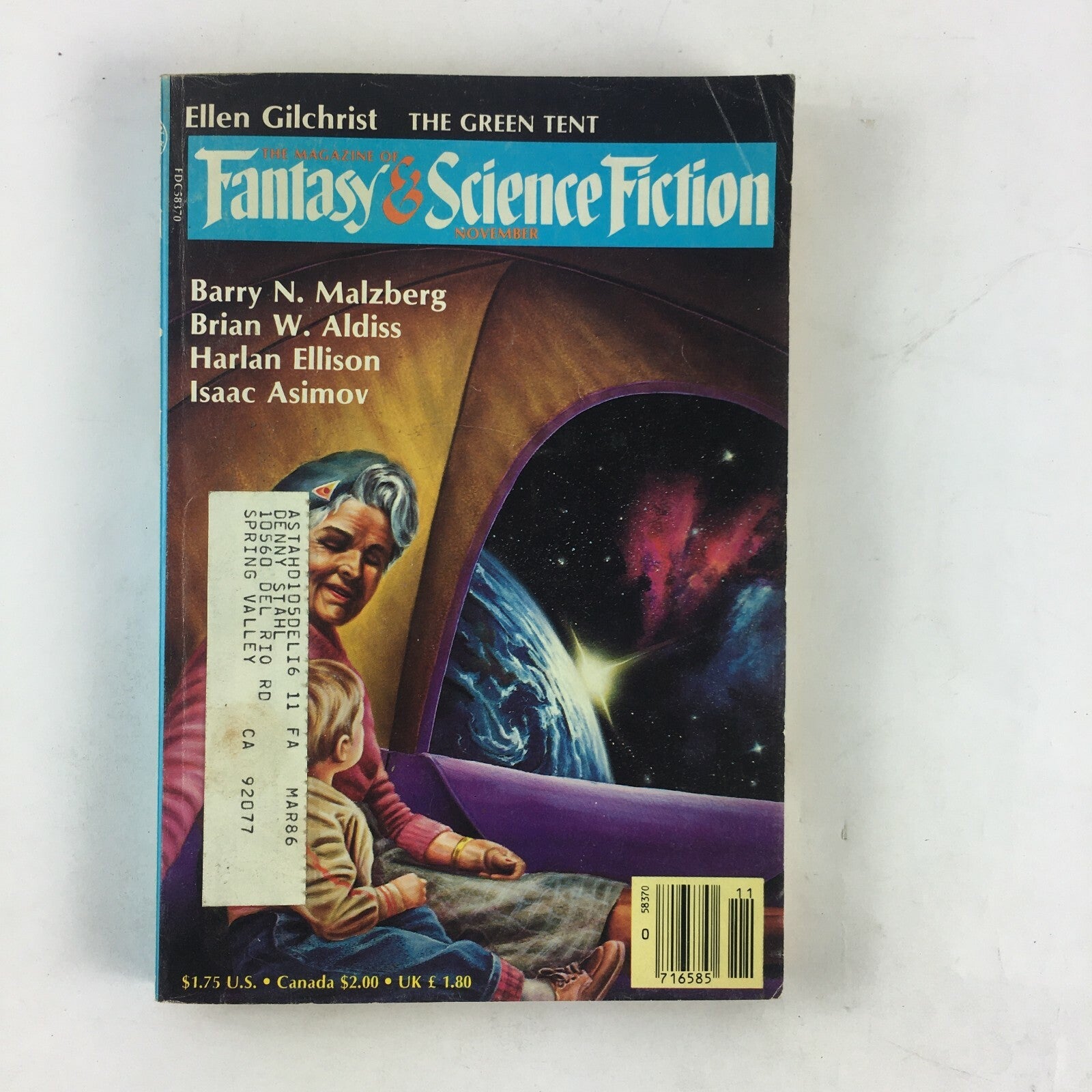 November Fantasy&Science Fiction Magazine Barry N.Malzberg Brian W.Aldiss
