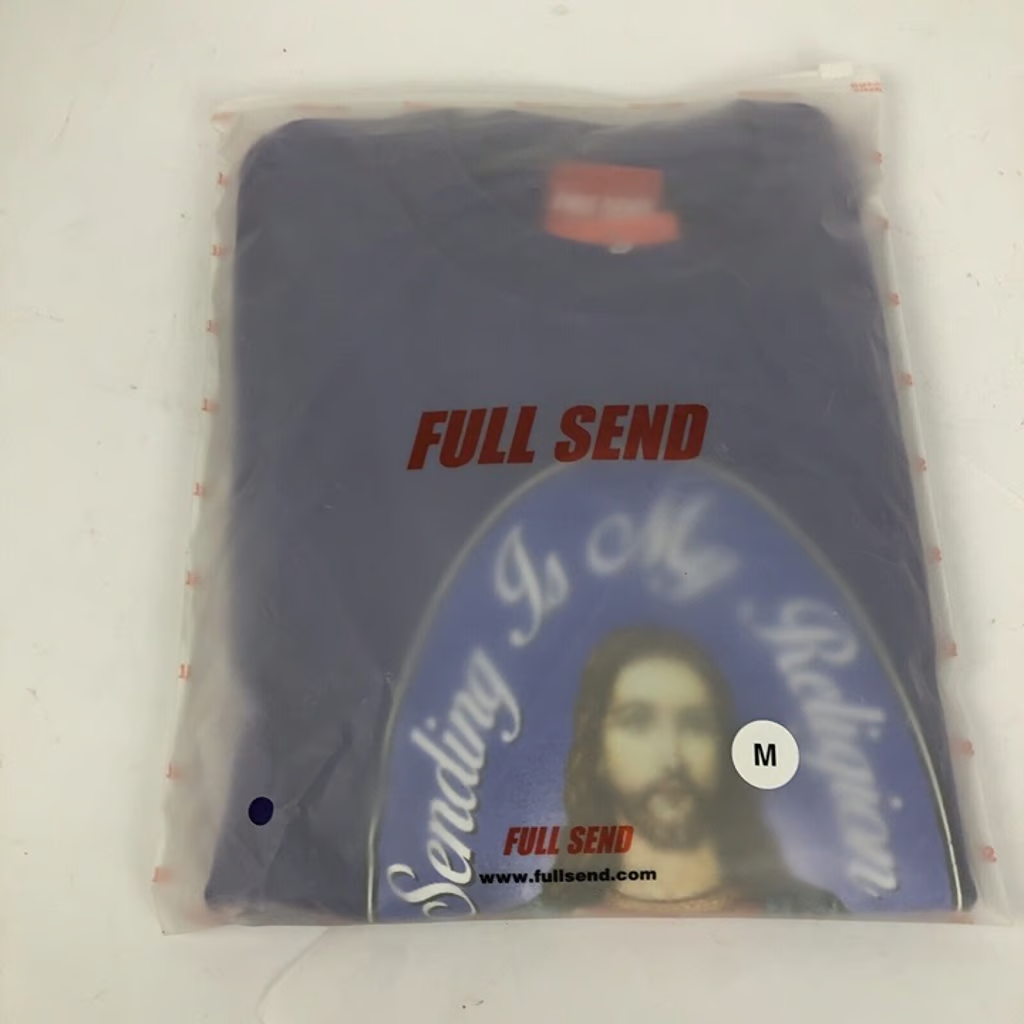 NEW Full Send " Sending is my Religion " SS T-Shirt Mens Medium Purple Nelk Boys