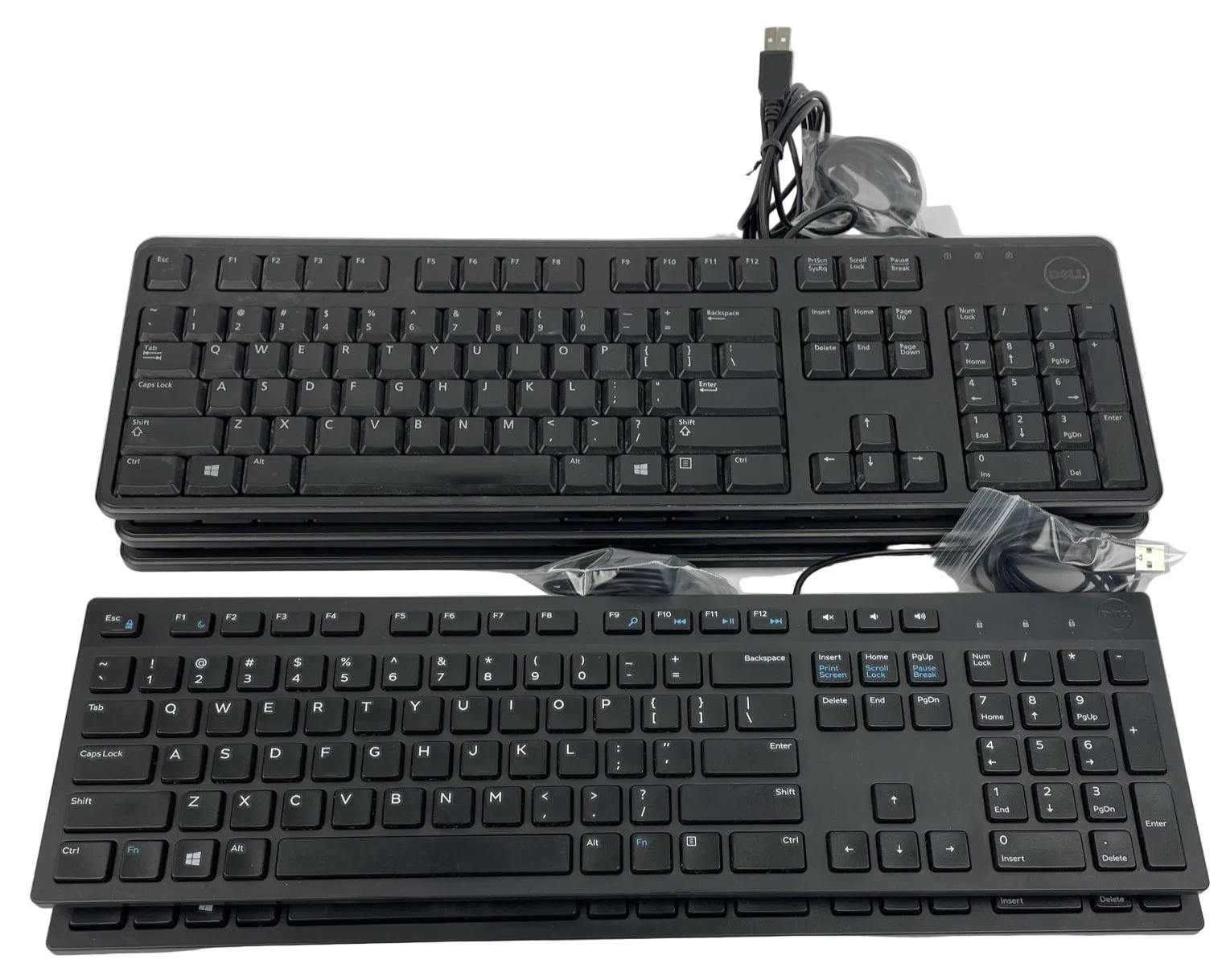 Dell Multimedia Wired Keyboard (s) - Black Lot of 5 - 2 x KB216 - 3 x KB4021 VGC