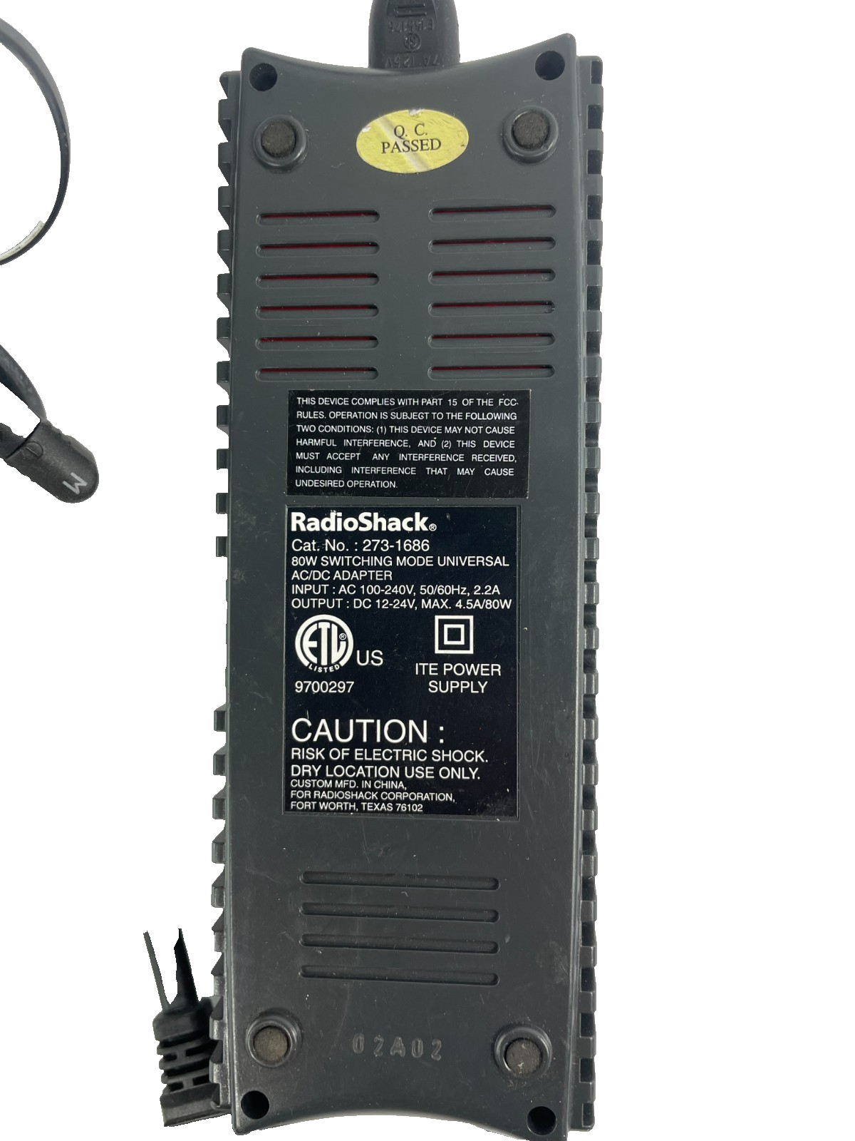 Geniune RadioShack Model 273-1686 Output 12-24V 4.5A Power Supply Adapter #A79