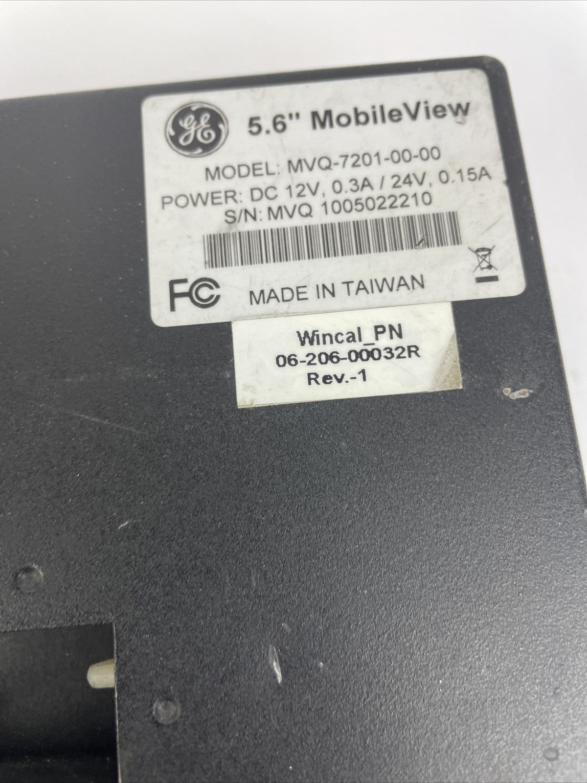 GE Security MobileView 5.6in LCD Monitor MVQ-7201-00-00 Transit Rated 3CH