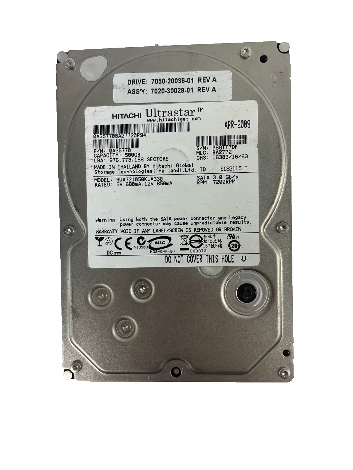 Hitachi Ultrastar Model HUA721050KLA330 Internal Hard Drive 7200RPM Cache 32MB