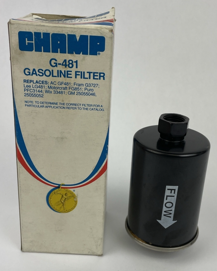 Champion Laboratories Inc. CHAMP FUEL Gasoline FILTER Part No. G-481