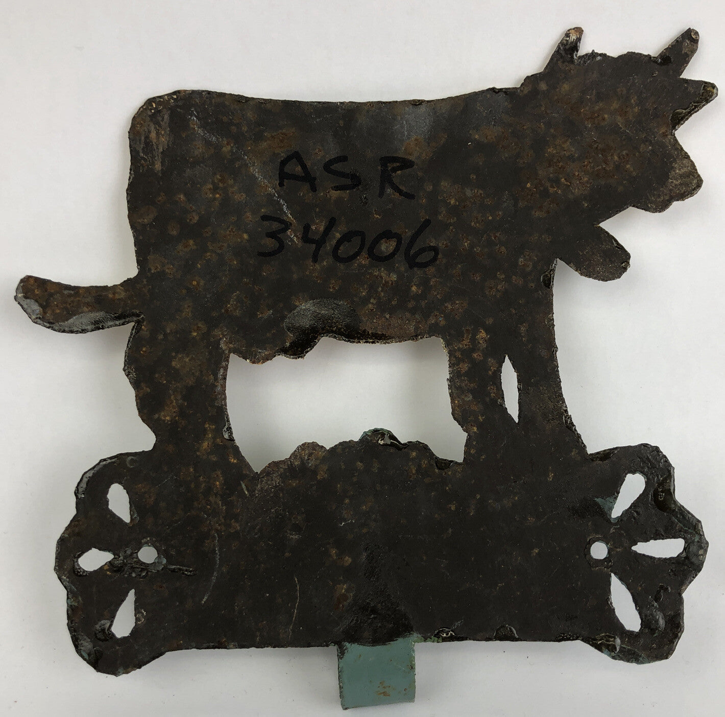 Antique Vintage Metal Towel Rail Roll Holder Hand Painted Cow Theme 6.5" x 7"