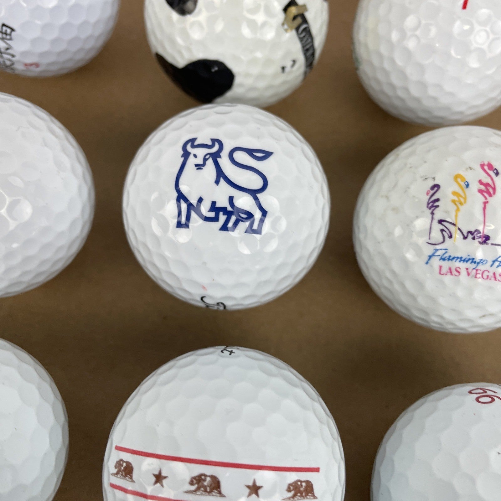 20 x Logo Golf Ball Lot Panda Bull Cali Bear Schwetty Balls FOO KING LONG Booze