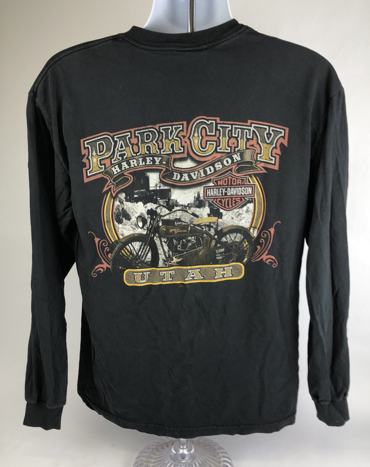 Harley Davidson 2006 Black Long Sleeve Men's T-Shirt Size Large Park City Utah