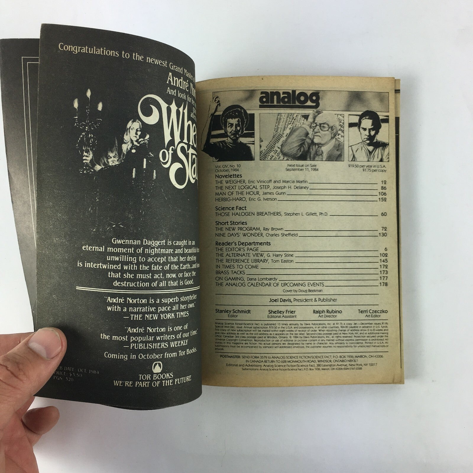 October 1984 Analog ScienceFiction Fact Magazine James Gunn Eric Vinicoff