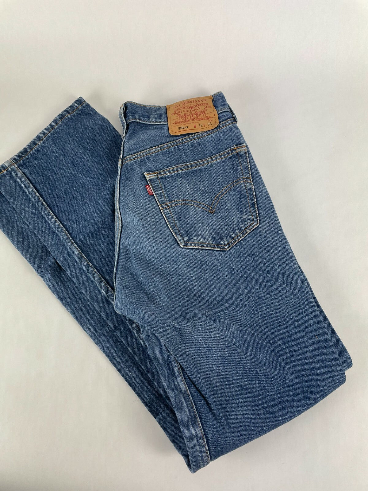 Levi's Men's Light Blue 501 Regular Fit Straight Leg Jeans Size W 32 L 36