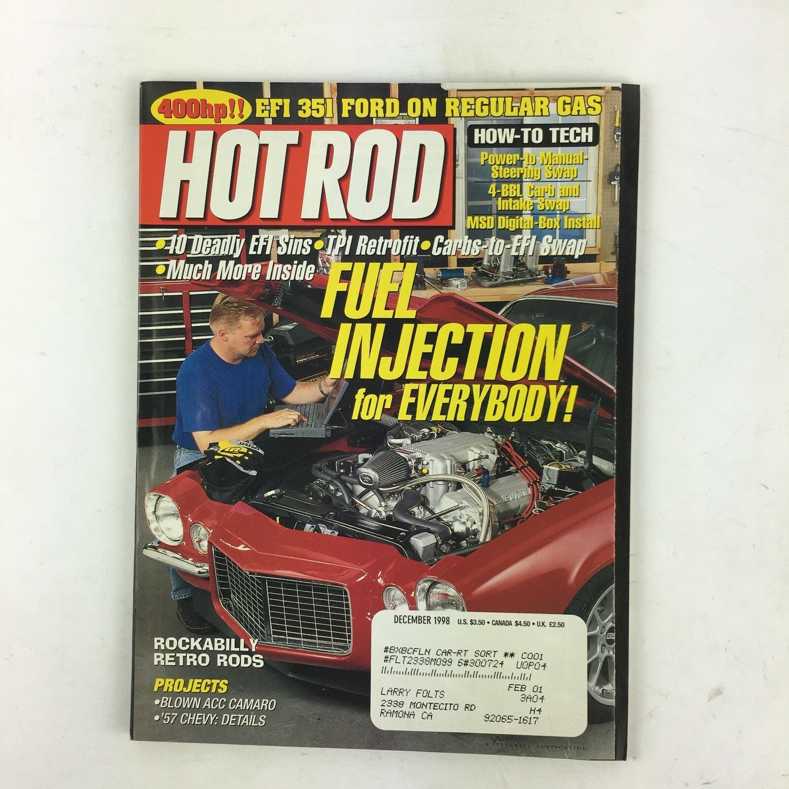 December 1998 Hot Rod Magazine Fuel Injection for Everybody! 400hp!! EFI 351Ford