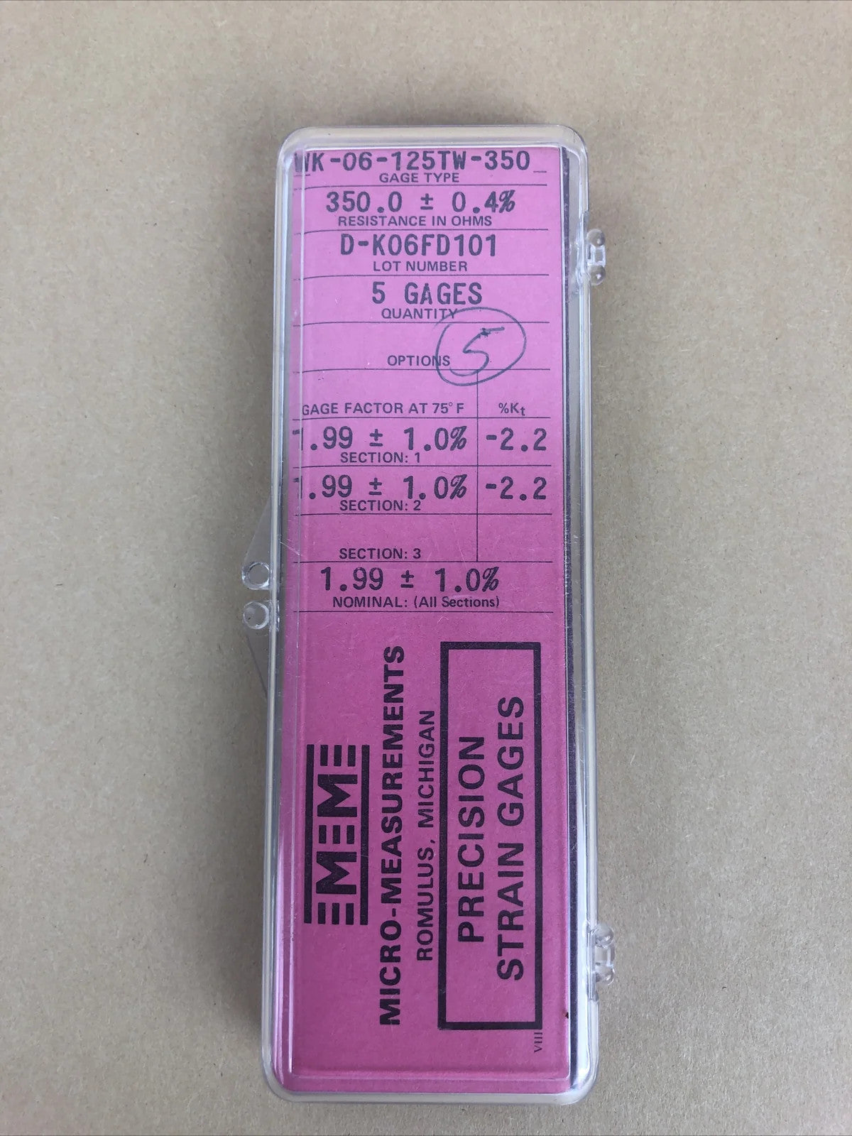 Micro Measurements Precision Strain Gage WK-06-125TW-350 - 5 pk gages NEW