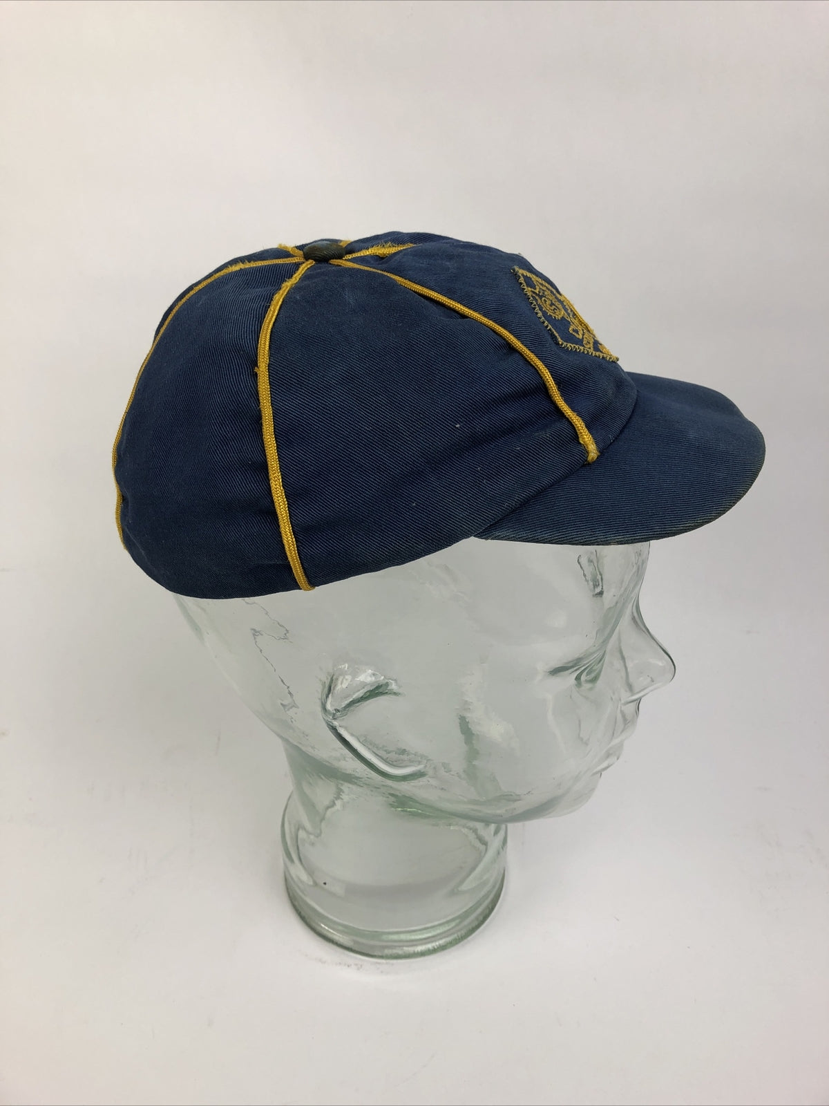 VINTAGE 60s 70s Cub Scouts BSA Blue Gold Uniform Hat Boy Scout Official Wolf Cap