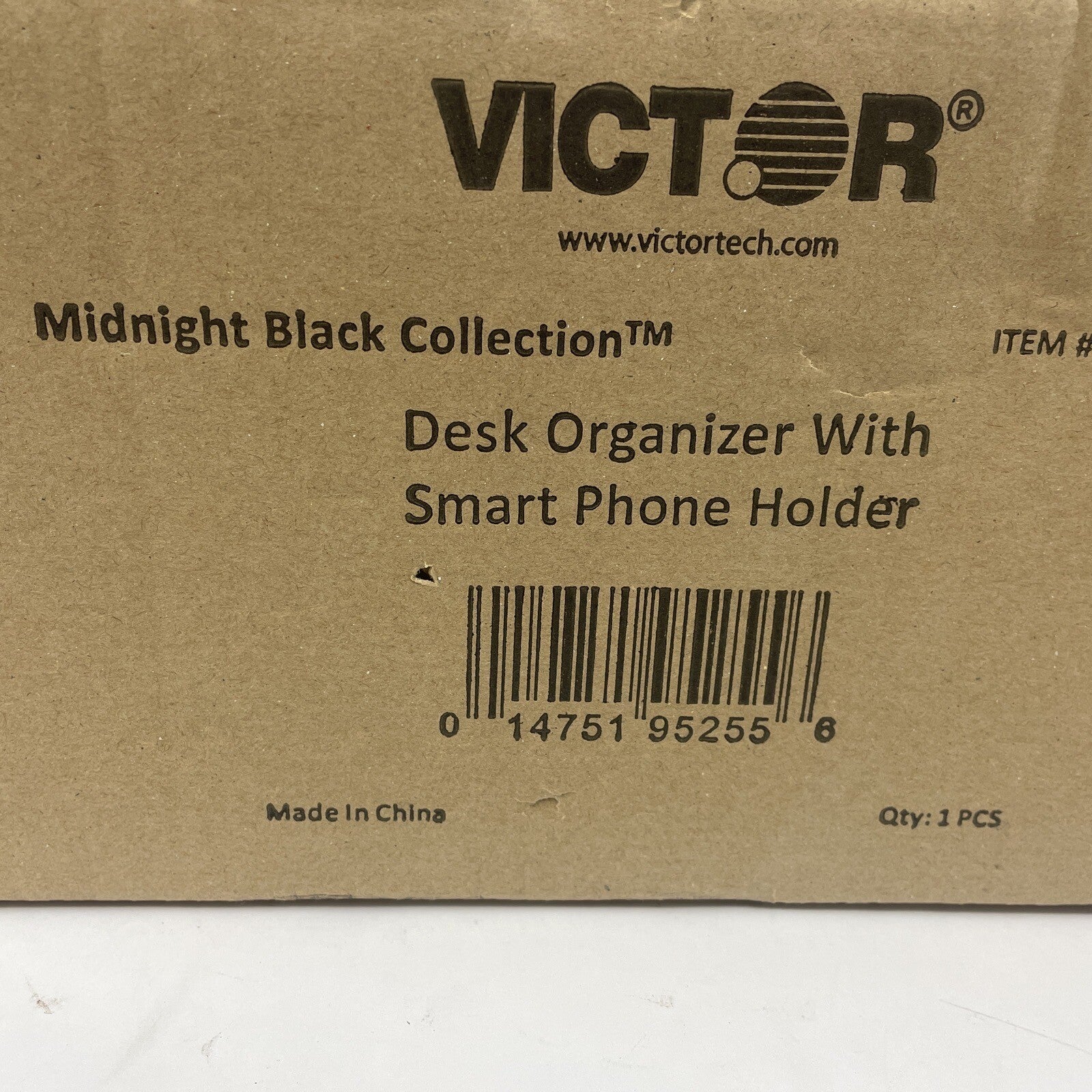 Victor Desk Organizer with Smart Phone Holder Wood Desktop Storage Black - NEW