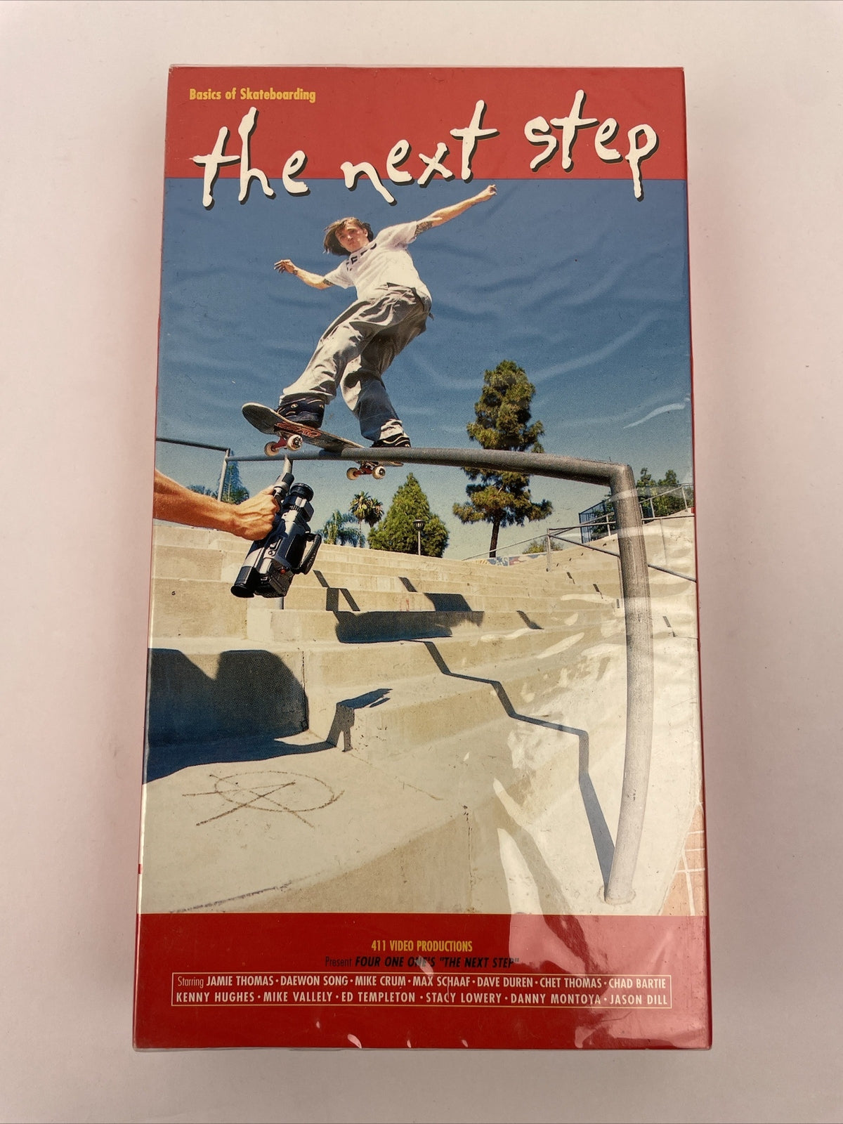 411VP Basics of Skateboarding The Next Step 2002 VHS featuring Jamie Thomas, brand new factory sealed instructional skateboarding video.