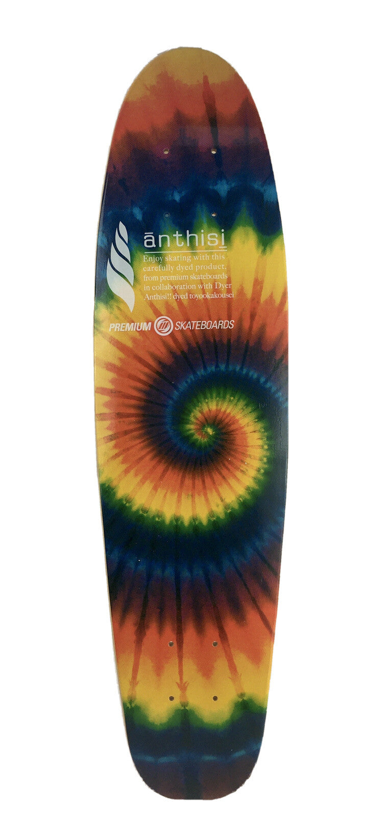 Premium Skateboards Anthisi Hippie peace Tie Dye Cruiser Deck 7 x 28" - C3