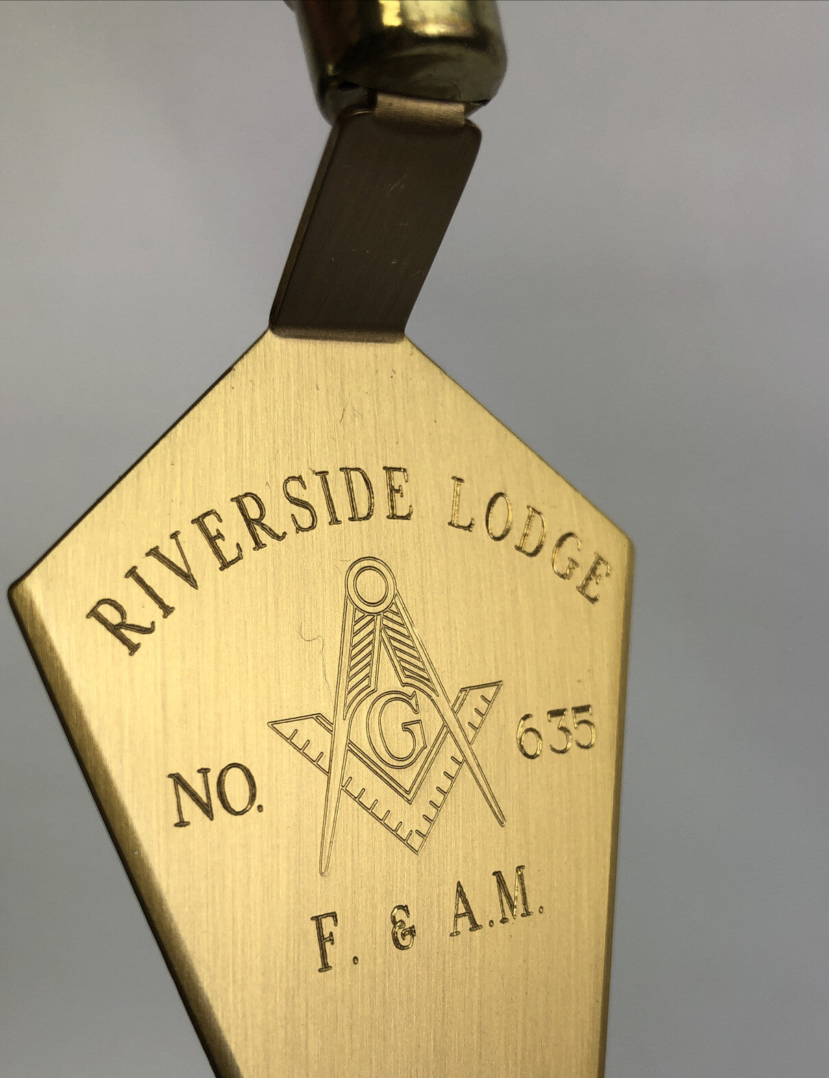 Masonic Trowel With Freemason Symbols 7 1/2" Wood Handle Riverside Lodge No. 635